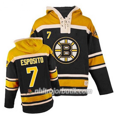 Män Ishockey Boston Bruins Phil Esposito 7 Svart Sawyer Hooded Sweatshirt
